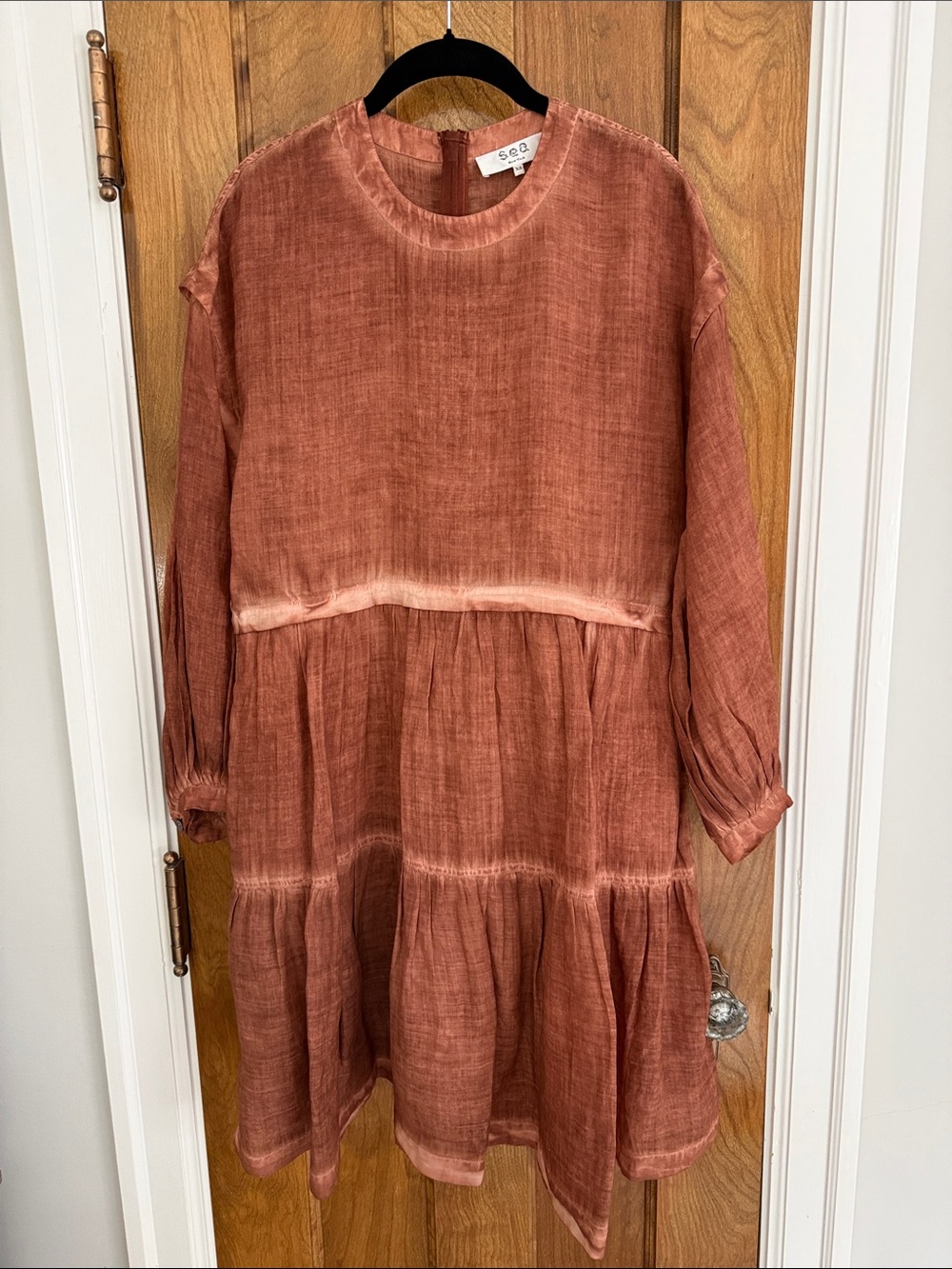 Sea Rust-Toned Tiered Dress